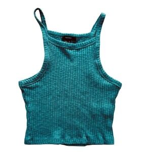 Forever 21 Women Teal‎ Halter Neck Crop Tank Top M Y2K racerback layer camisole
